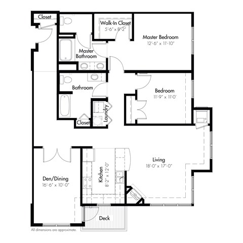 Floor plan for 2 beds, 2 baths, 1515 sqft